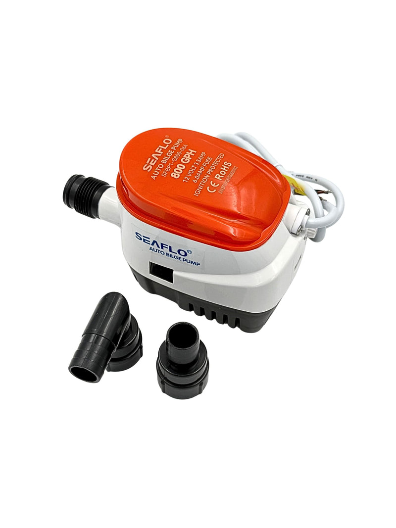 SEAFLO 06A Series Automatic Submersible Bilge Pump - 800 GPH, 12V, 3/4" Outlet, All-in-One Pump & Float Switch, Compact Marine Boat Yacht Bilge Pump - CE Rohs Certified, 4-Year Warranty