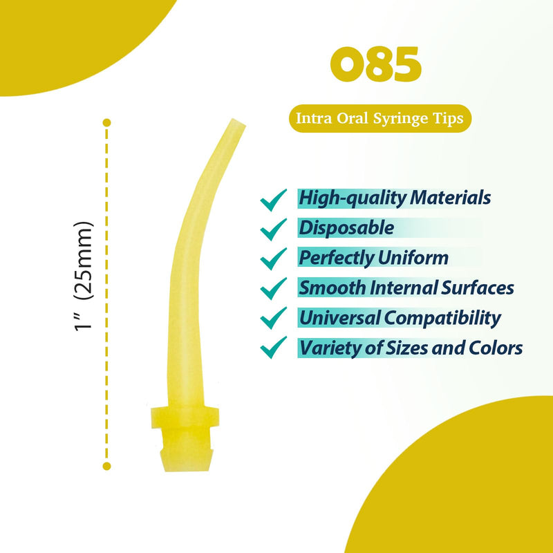 100 PCs Dental Grade Dental Impression Intraoral Mixing Tips by VASTMED | Intra Oral Tips for Dentistry Material | Yellow Intra Oral Impression Tips 100