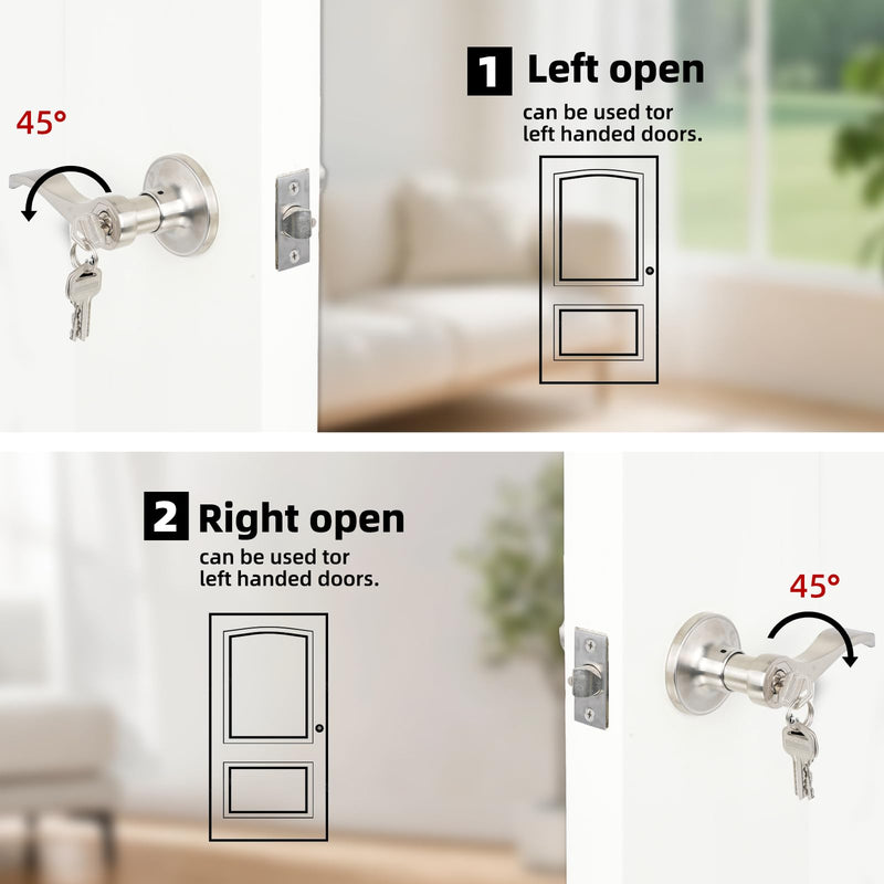 Interior Privacy Door Handle with Lock, Door Lever for Bathroom and Bedroom Silver