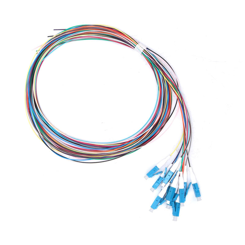 Garosa Fiber Optic Pigtail, 12 Strand Fiber Optic Pigtail LC/UPC Single Mode Low Insertion Loss with Ceramic Ferrule 1.5m for Optical Fiber LAN, Optical Fiber Communication System