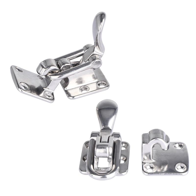 NovelBee 2pcs Stainless Steel Hold Down 90 Degree Clamp Locking Cam Latches,Anti-Rattle Latch Hasp for Boat Marine RV Caravan