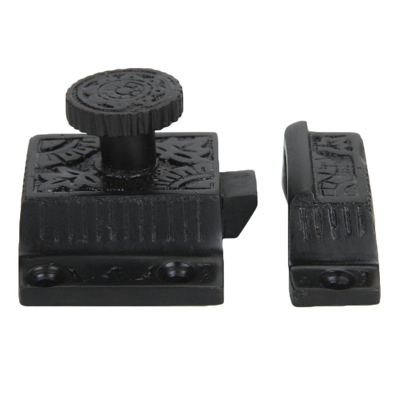 A29 Set of 1 Brass Cabinet Latch with Flower Knob, Cabinet Knobs with Latch for Kitchens and Closet Doors, Antique Cabinet Latch and Lock, Decorative Door Latch, Handmade Oil Rubbed Bronze Finish Oil Rubbed Bronze-F