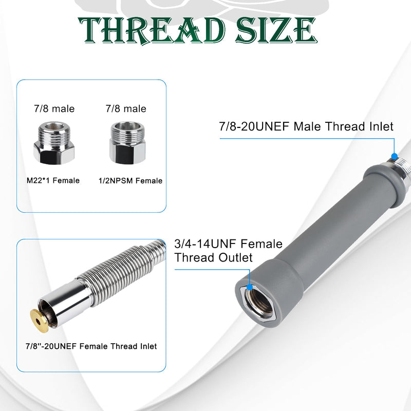 Replacement B-0044-H Commercial Sink Sprayer Hose for T&S Brass, 44 inch Stainless Steel Flexible Pre-Rinse Hose with Heat Resistant Gray Handle Commercial Kitchen Sink Faucet Dish Spray Part 44 inch+handle