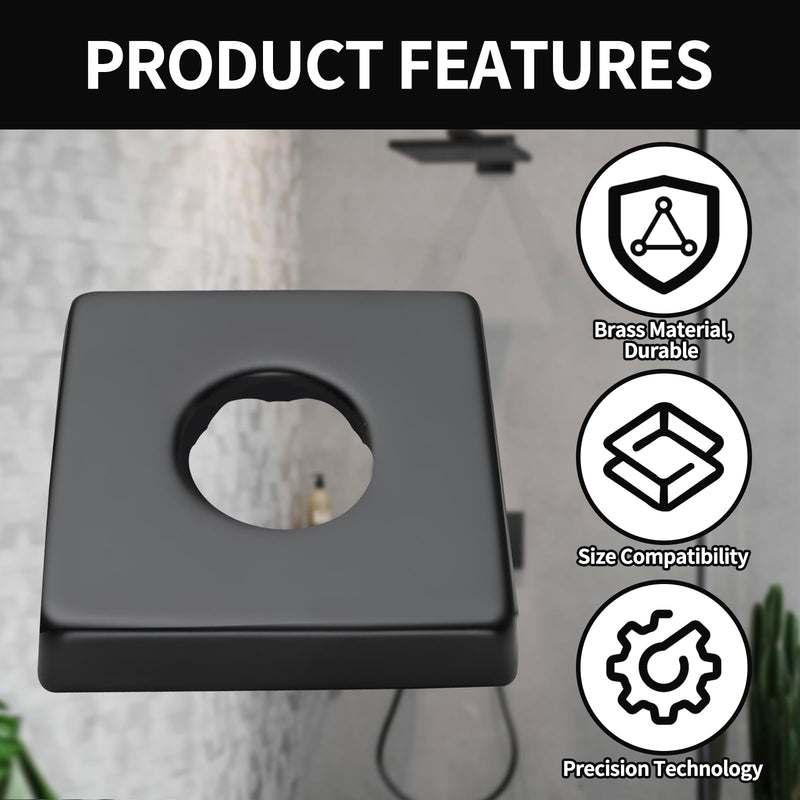 RP51034BL Square Shower Arm Flange,Replacement For RP51034BL Large Shower Arm Flange,Tub Faucet Flange,Brass Shower Arm Black Escutcheon Plate