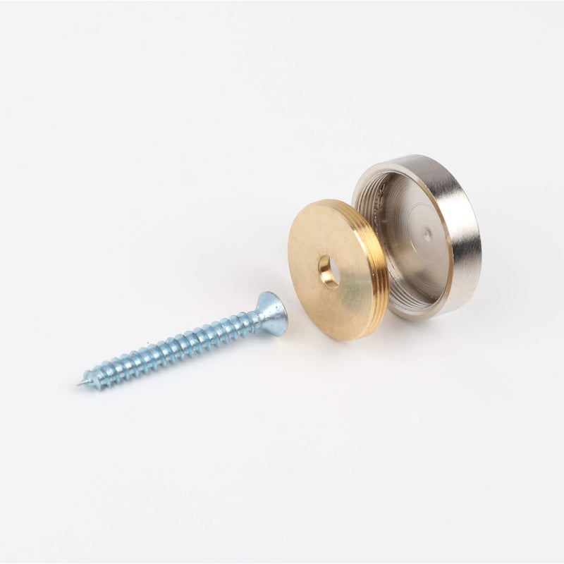 Mirror Screws,Brass Cap Decorative Mirror Nails,1",Satin Nickle,4 Pack Circle:1"