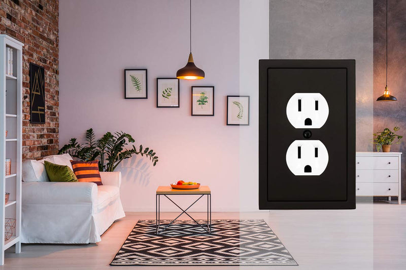 Modern Edge Decorative Wall Plate Switch Plate Outlet Cover, Durable Solid Zinc Alloy (Single Duplex 2PK, Matte Black) Single Duplex 2PK