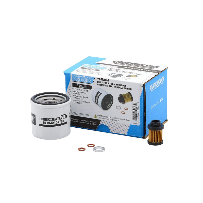 Quicksilver 8M0222221 100 Hour Maintenance Kit for Yamaha F50/T50/F60/T60 and F70 Outboards