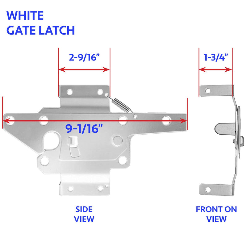 Jake Sales Vinyl Gate Latch White (for Vinyl, Wood, PVC etc Fencing) Fence Gate Latch w/Mounting Hardware - Gate Latches Have a 90 Degree Bracket Resulting in a Positive Latch to Gate Connection WHITE - EACH