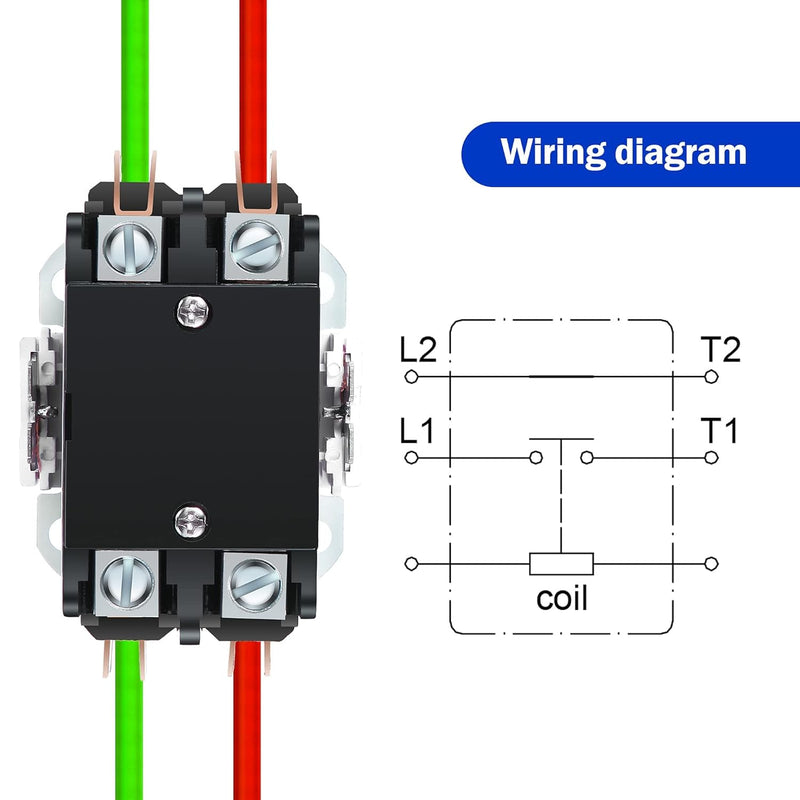 Dreyoo Carrier HVAC Motor Contactor, 24V 40 A Coil 2 Pole Replacement Relays Compatible with C230B, Air Conditioner, Heat Pump, Refrigeration Systems(1 Pcs) 1