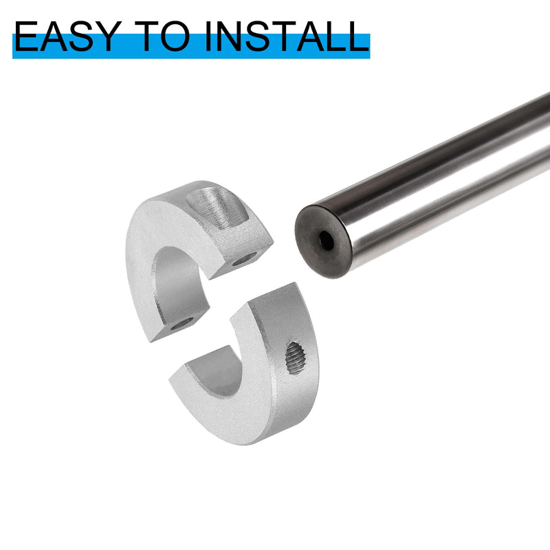 PATIKIL Bore 6mm Double Split Shaft Collar 20mm OD 8mm Thickness, 4 Pack Aluminum Alloy Locking Collar Clamp Style with Set Screw for Machine Tools Industry, Silver 6mm/1/4inch
