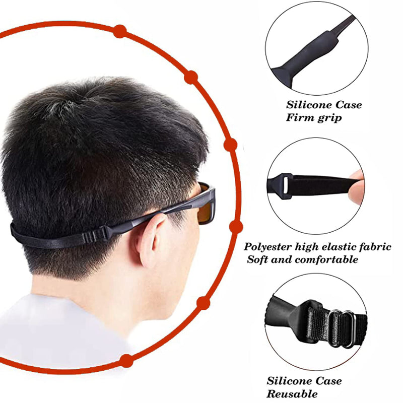 Adjustable Glasses Strap - Upgrade 4 Pack No Tail Eyeglass Straps, Universal Fit Rope Eyewear Retainer, Sport Unisex Sunglass Retainer Holder Strap (Black,13 inch) Black 2