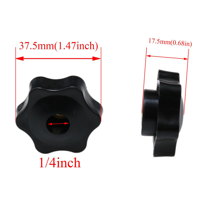 T Track Knobs Six-Star Thru Knobs 1/4”-20 Hole Knobs for Sawing Machine Drilling Machine Lathe Fixed Length Fixture -6PCS