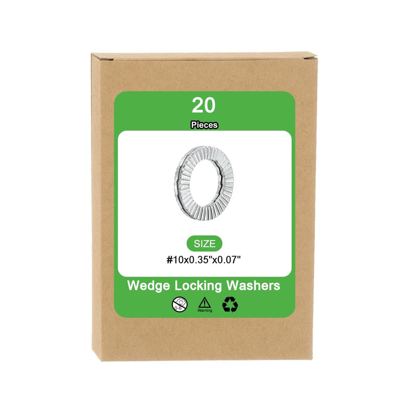 uxcell Wedge Locking Washers for #10 Bolts, 20pcs 304 Stainless Steel Washers Vibration Resistant Safety Washers 20