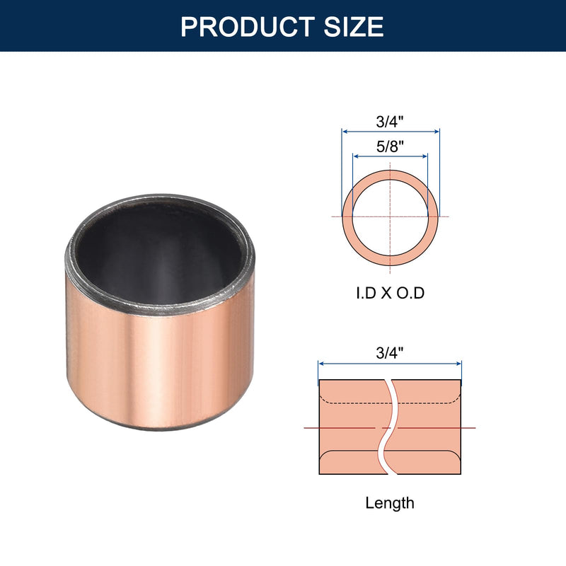 Sleeve Bearing, 5/8" Bore x 3/4" OD x 3/4" Length Self-Lubricating Plain Bearings Wrapped Oilless Bushings 4 Pack 5/8" x 3/4" x 3/4"