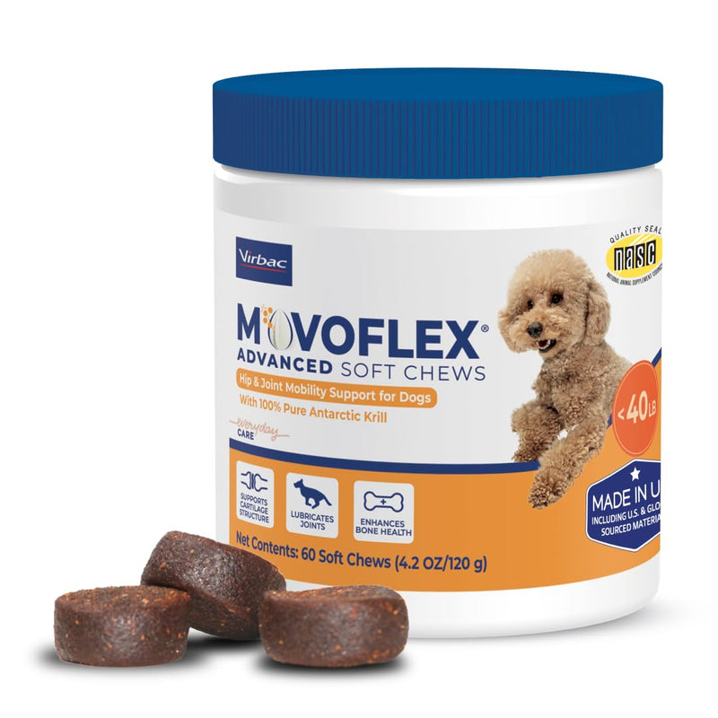 MOVOFLEX Advanced Soft Chews Hip and Joint Support Supplement for Small Dogs - 60 Count by Virbac Small Dog 1 Pack (60 count)