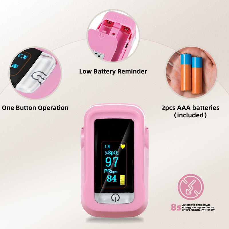 Oximeter, Pulse Oximeter, Oximeter with Lanyard, SpO2 Pulse Rate Blood Oxygen Saturation Monitoring, Fingertip Pulse Oximeter