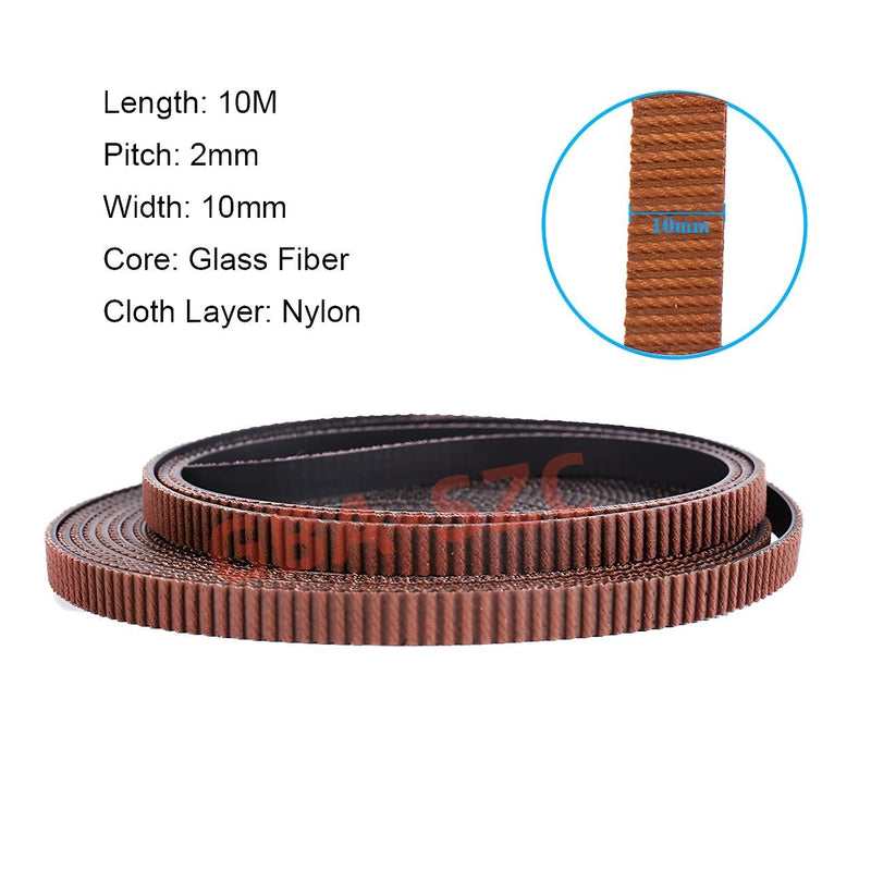 GT2 Timing Belt,GT2 Belt 10mm Width,3D Printer Open GT2 Timing Belt,Upgrade Nylon Tooth Surface Non-Slip Version for 3D Printers,CNC.(10 Meters) 10mm-10m