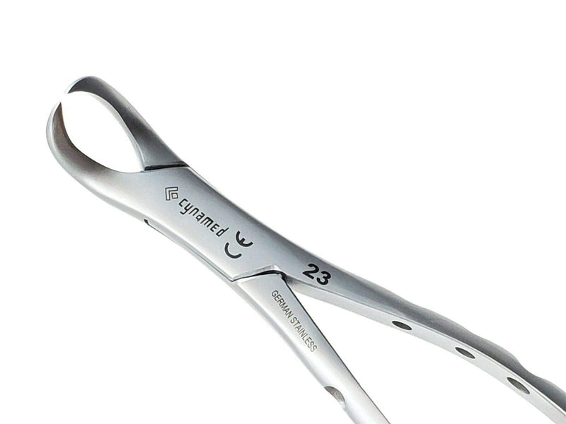Gold Handle Premium Grade Dental Extracting Extraction Forceps Lower Molars Cow-Horn Beak #23 Dental Extracting Forceps -Cynamed