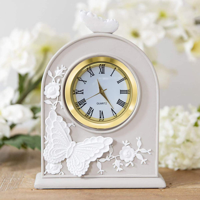 HILLHOME Mini Clock Insert 1-1/2 Inch (37 mm) Round Quartz Movement Miniature Clock White Face Gold Tone Bezel Roman Numerals Fit 35 mm Diameter Hole 1 7/16 Inch/37mm