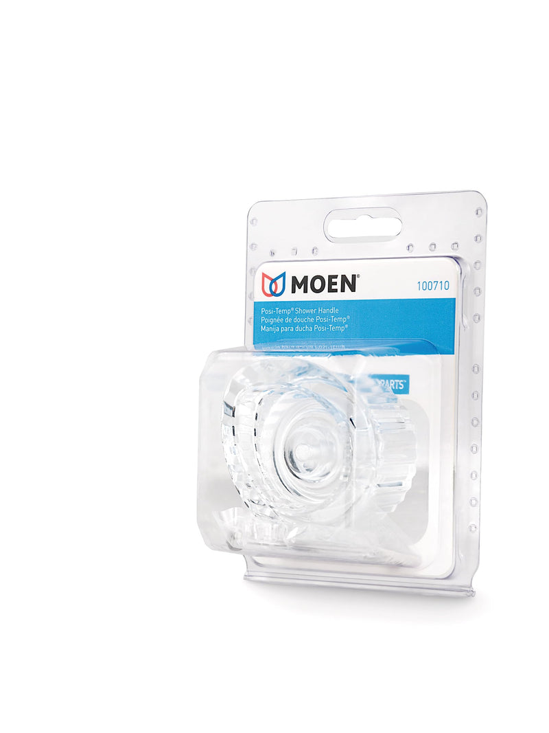 Moen 100710 Posi-Temp One-Handle Tub and Shower Replacement Knob Handle Kit, White and Chrome Knob Insert