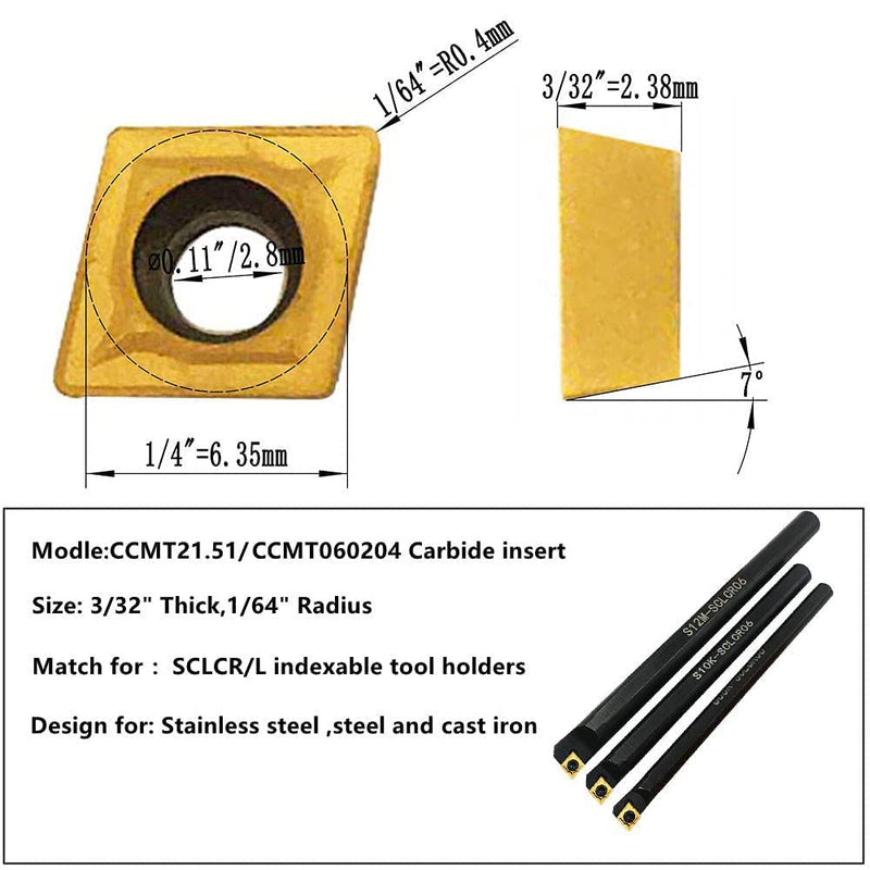50PCS CCMT21.51 CCMT060204 Carbide Turning Inserts,CCMT Insert Insert Mutilayer Coated Lathe Replacement Inserts for Lathe Turning Tool Holder Boring Bar inserts 50PCS CCMT21.51 CCMT060204 - NewNest Australia