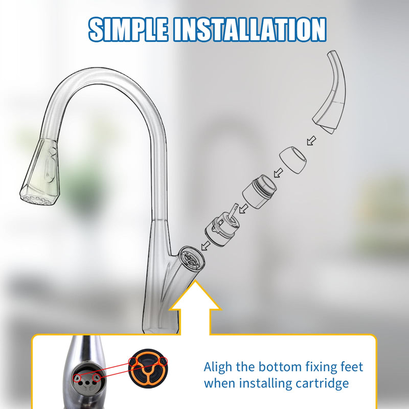 RP50587 Cartridge Compatible with Delta DST Single-Handle Kitchen and Lavatory Faucets (36mm) -Includes RP51503 Bonnet Nut and Allen Wrench