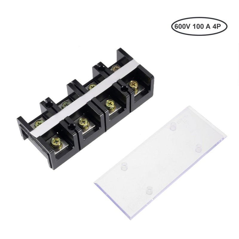 uxcell Dual Rows 4 Positions 600V 100A Wire Barrier Block Terminal Strip