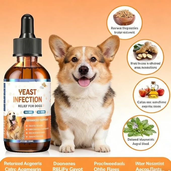 Natural Yeast Relief for Dogs, Supports Healthy Itch Relief, Dog Ear Discomfort Care, Itch Relief for Dog, Allergy Supports, Inflammation Relief for Dogs, 60ml