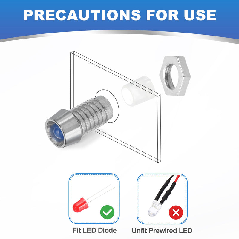 PATIKIL 3mm Emitting Diode Holder, 25 Pcs Plastic Chrome Plated LED Holder Clip Mounting Bracket Socket Cap Nuts for Lamp Bulb Bezel Mount Panel LED Display, Silver
