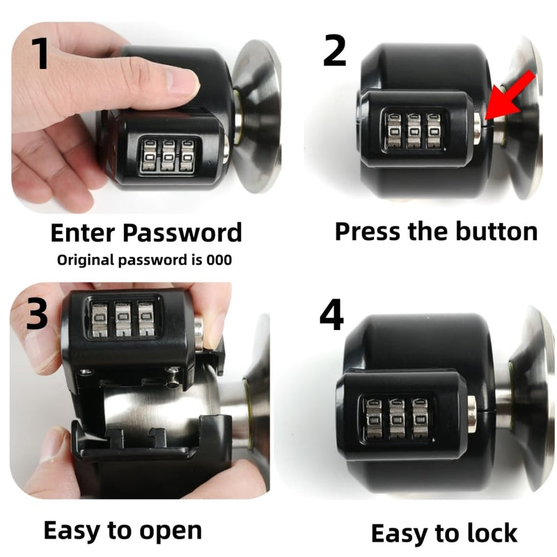 Door Knob Lockout Device Cover to Disable Doorknob/Faucet/Water Valve Hose Lock Door Handle Temporary Lock for Bedroom Door from Outside Handle Without Drilling (2, Black) 2