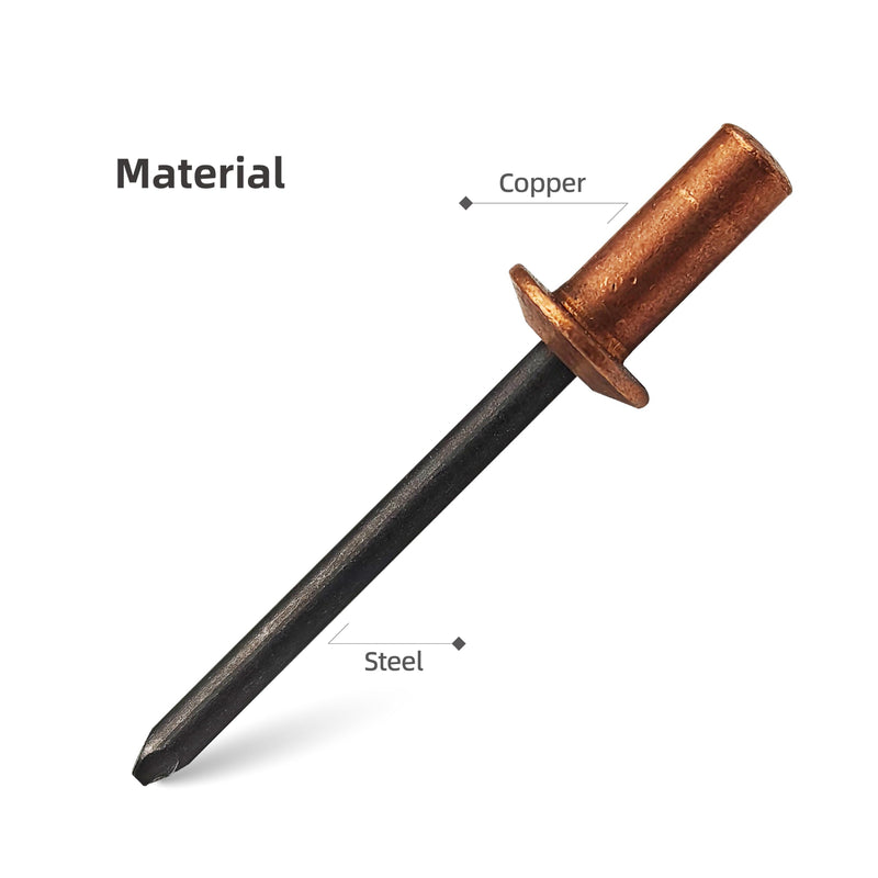 60Pcs Closed End Pop Rivets Kit, 3/16" x3/8,1/2",5/8" 3 Sizes (20 Each) - Copper Dome Head with Steel Mandrel, Sealed Blind Rivets (4.8x10,12,16mm) Copper Steel 3/16"x3/8,1/2",5/8"