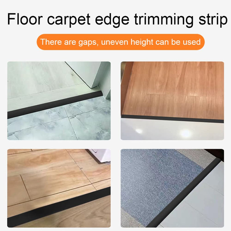 Floor Transition Strip Self Adhesive,PVC Carpet to Tile Flooring Transition Strip,Vinyl Flexible Flooring Transition Strip for Carpet Threshold Transition Strip (Black, 5mm/10FT) Black