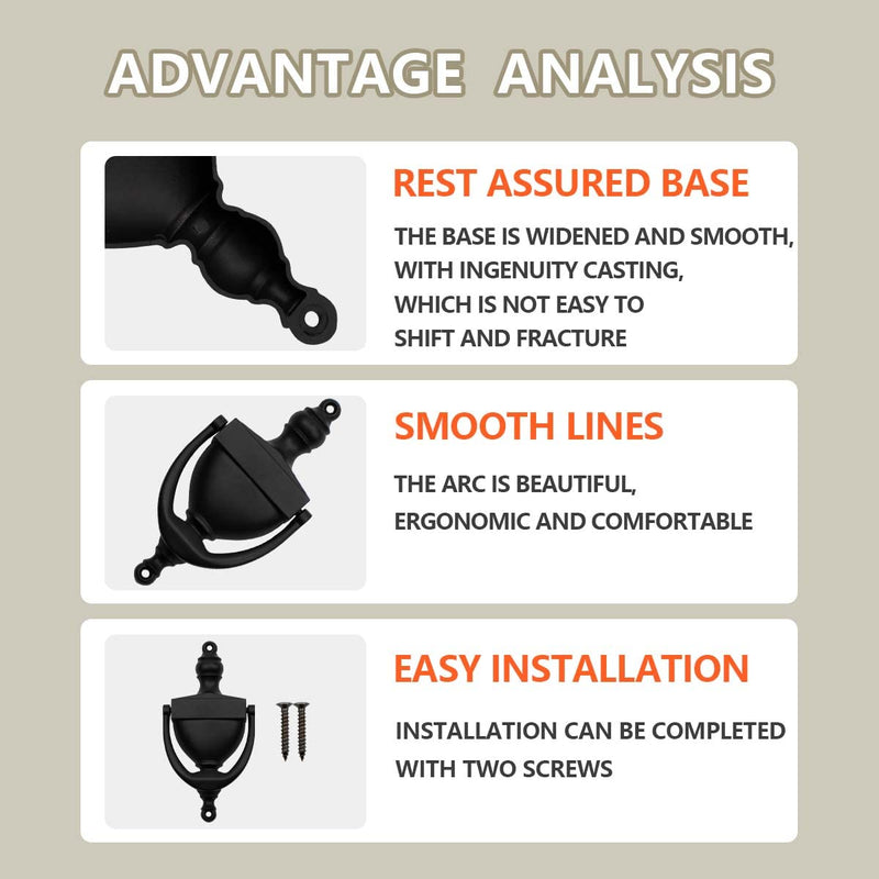 SANATO Black Door Knocker Hardware Door Knockers for Front Door, 6.2 inch Height (6.2" Height, Nickel)