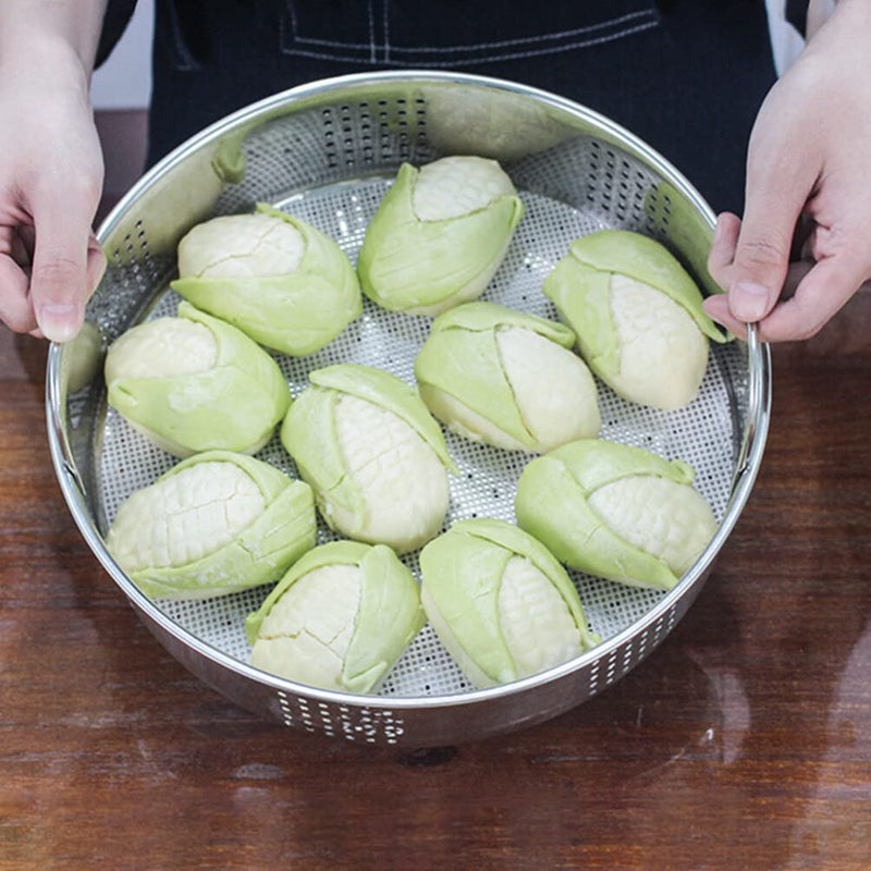 UPKOCH Stainless Steel Steamer Insert 9.84 Inch Food Steamer Basket with Dual Handles Multi-Vent Steaming Grid for Dumplings Bao Buns Kitchen Cooking 25cm