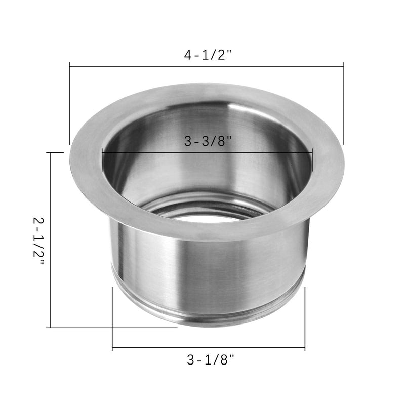Extended Garbage Disposal Flange, Deep Kitchen Sink Flange for Disposers That Use A 3 Bolt Mount, Fit 3-1/2 Inch Standard Sink Drain Hole Silver Extend