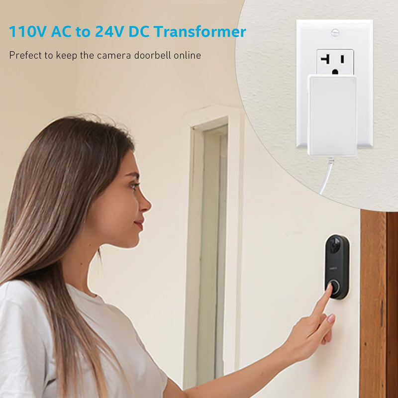 24 Volt Doorbell Transformer 110V/120V AC to DC 24V Adapter Compatible with LED Strip Lig 24V/1A