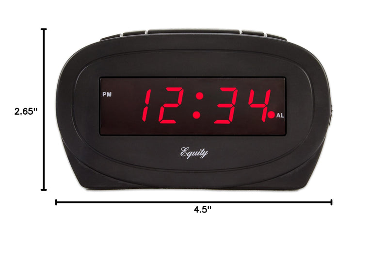 Equity by La Crosse 30228 LED Alarm Clock,Black 4.50"W x 1.85"D x 2.65"H Black