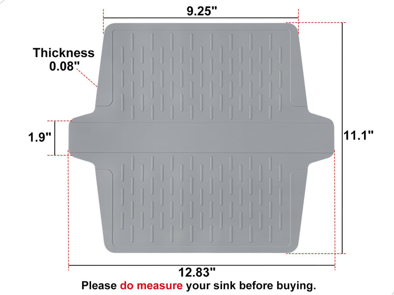 Sink Saddle Silicone Sink Divider Mat Cukwily Kitchen Sink Protector Super Soft Sink Mat No Odor No Stains 12.83'' x 11.1'' 1 Pack Grey