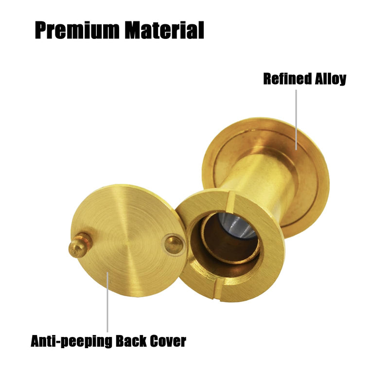 Door Viewer with 16mm Drill Bit, Solid Brass Peephole 200-degree View, Peep Holes with Heavy Duty Privacy Cover for 1-3/8" to 2-1/6" Doors for Home Office Hotel, Gold