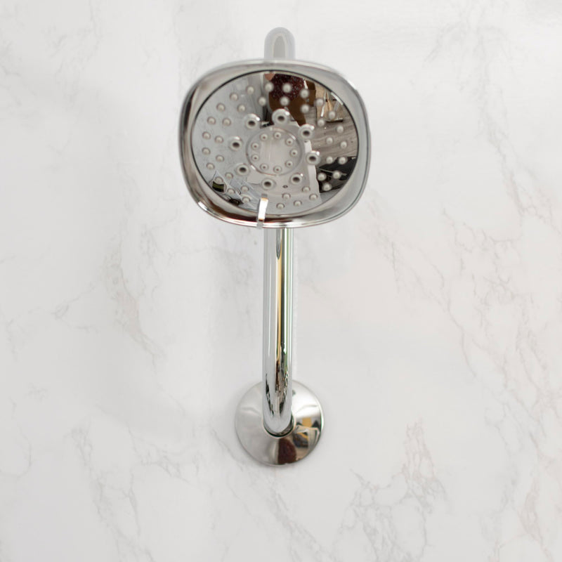Shower Head Extension Arm with Flange,10.5 Inch High-Rise Curved S Shaped Design, Stainless Steel, Standard 1/2" Connection, Chrome Finish