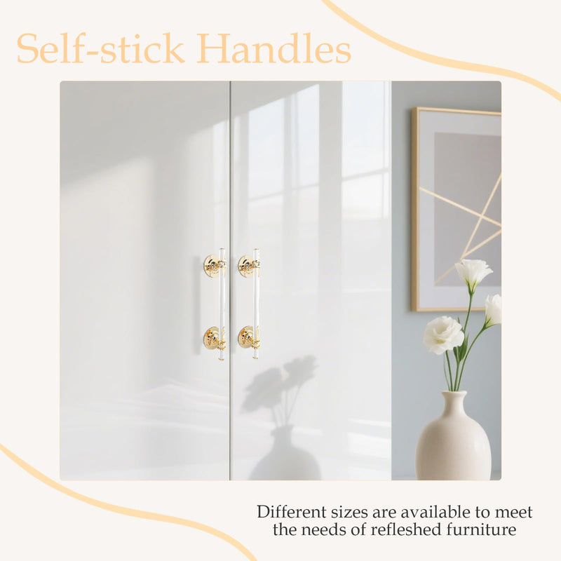 Clear Acrylic Adhesive Cabinet and Furniture Pulls Self Stick Knobs for Cabinet Drawer Cupboard Pulls for Sliding Door Handles Helper for Appliance (Gold, 250mm) Gold