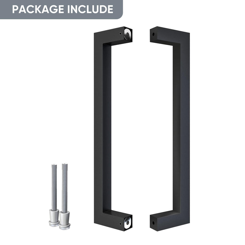 JUBEST 12" Matte Black Push Pull Bar Handle, Sliding Barn Door Handles, Heavy Duty Double Sided Door Handle for Barn Doors, Garage, Easy to Install