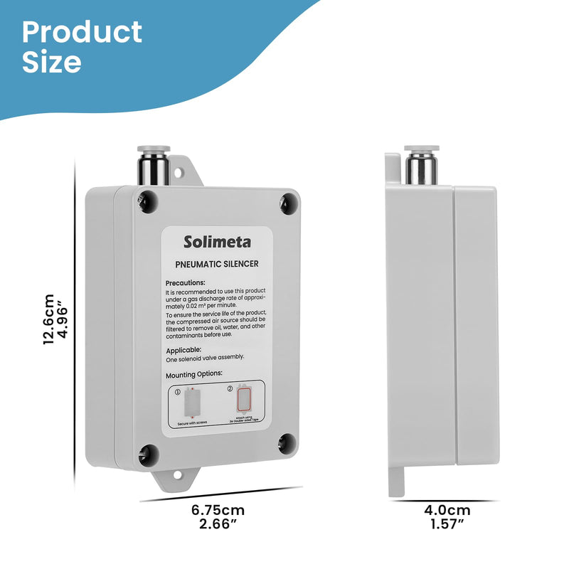 Patented pneumatic muffler, 1/4" inlet Pneumatic Exhaust Silencer – Single Solenoid Valve Compatible, Noise Reduction Muffler for Air Compressors & Pneumatic Equipment