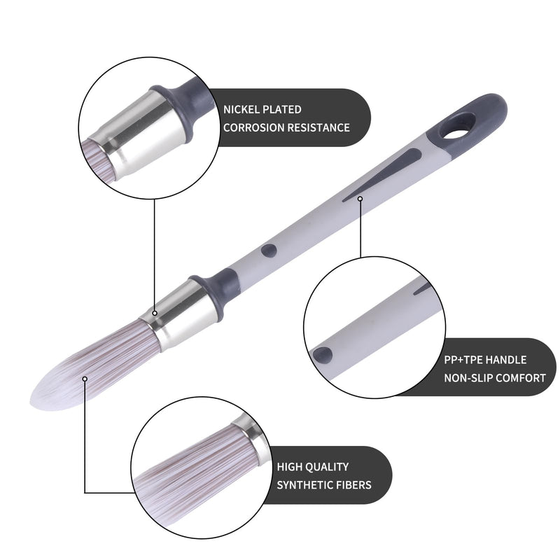 Trim Paint Brush Edge Painting Tool for Painting Detail Areas and Small Paint Repairs Small Paint Brushes, Art Application,Sash, Baseboards,House Wall Corners 4pack with 0.45" 0.6" 0.75" 0.8" Grey 502