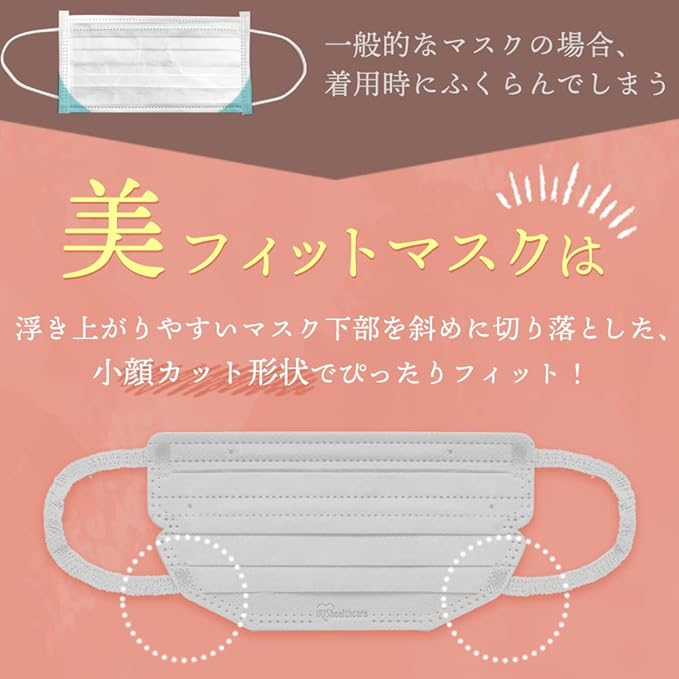 Iris Ohyama PN-BFC54MPB Non-woven Fabric Pleated Mask, 54 Pieces, Regular Size, Small Face, Beautiful Fit Mask, Blood Mask, Cheek Mask, Color Mask, Stylish, Does Not Hurt Ears, Pink Beige - NewNest Australia