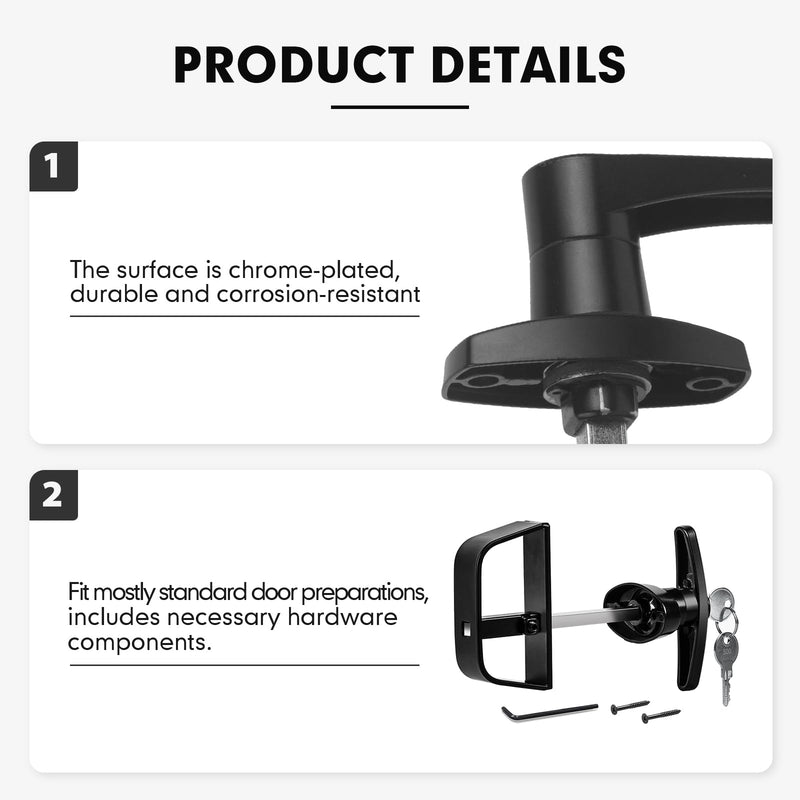 L-Handle Lock Kit,EFFIBUILD Double Shed Door Latch with 5.5" Stem, Lock Matching Set Includes 10 Keys for Sheds Doors, Chicken Coops,Camper, RV, etc(Black).All Keys are Universal. 5.5 inch L 2pcs Black