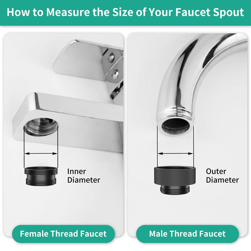 Sink Hose Sprayer Attachment for Faucet, 3 Mode Shower Head Attaches to Tub Faucet with 5 Adapters, High Pressure Shower Head for Bathtub, Handheld Showerhead with Filter (Black) Black