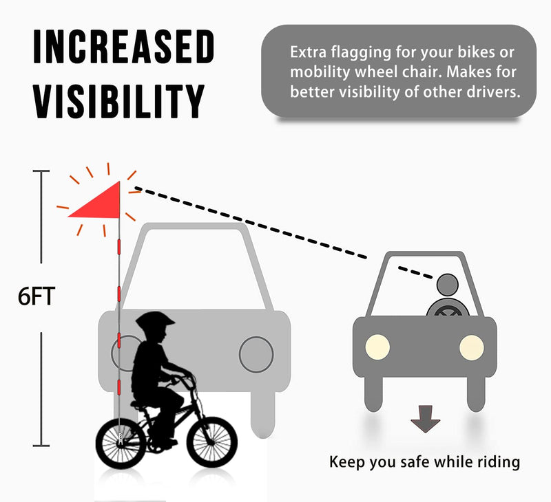 Wheelchair Safety Flag, Bicycle Safety Flag, Polyester Full Color Tear Resistant Waterproof Yellow with Reflective Flag, Bike Flag with Heavy Duty Fiberglass Poles for Safety 6 Feet Adjustable Height yellow -1