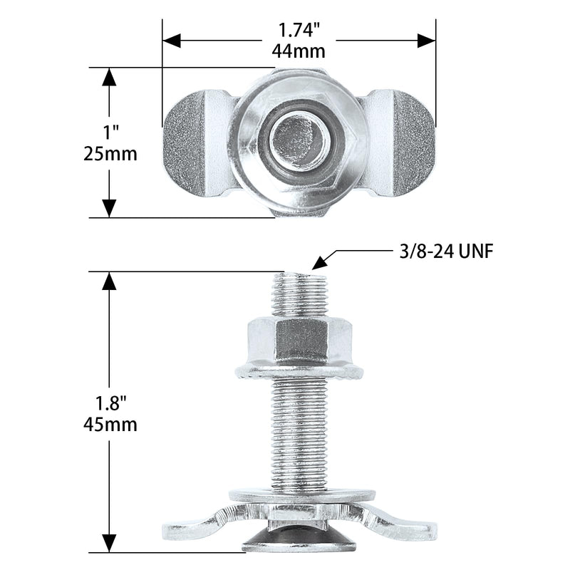 L Track Threaded Stud Fittings L-Track Threaded Double Stud Lug Fitting Tie Down, Used with L Track Rails for Truck Bed or Trailer Cargo Control, Pack of 10, Sliver Silver