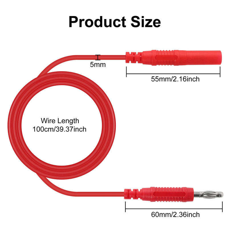 UMLIFE 8PCS Multimeter Test Lead Extension Male to Female Connector 4mm Banana Plug to Jack Heavy Duty 14AWG Silicone Wires Meter Leads Probes 3.3 Ft